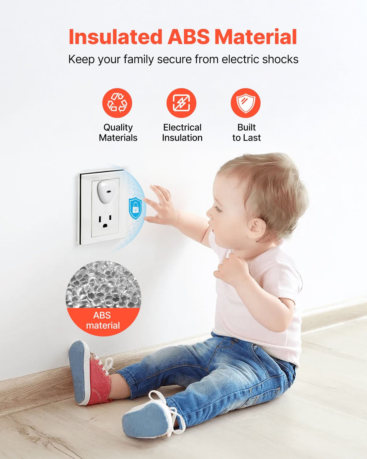 Outlet Covers, 70 Pack, Plug Covers For Electrical Outlets, Secure Electric Socket Protector Caps With Shock Prevention, Easy Installation, Insulated ABS, For Home Wall Power Sockets, White